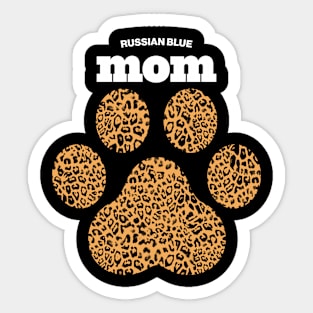 Russian Blue Mom, Cute Leopard Print Cat Paw for Cat Moms, Fur Mamas & Kitten/Pet Lovers Sticker